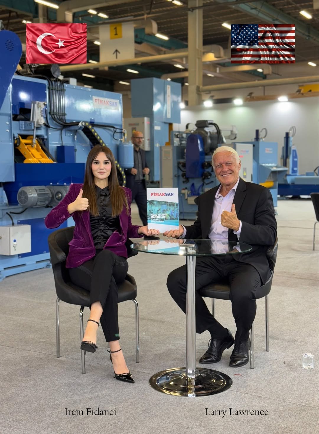 Irem Fidancı of FIMAKSAN with Larry Lawrence, FIMAKSAN USA Sales & Marketing, at the factory showroom